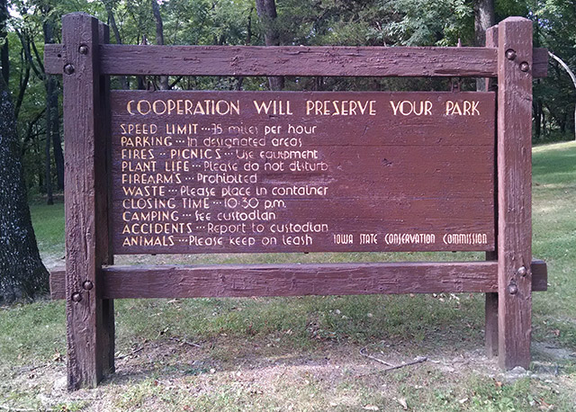 Unique Signs on Iowa Trails - Lacey Keosauqua State Park
