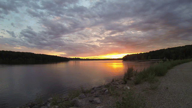 Sunset at Lake MacBride Spillway