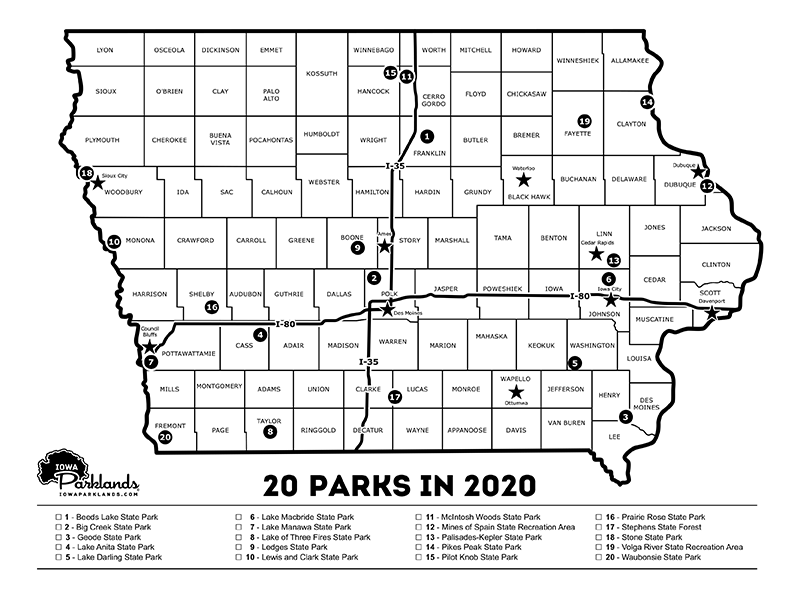 20 Parks in 2020 Map